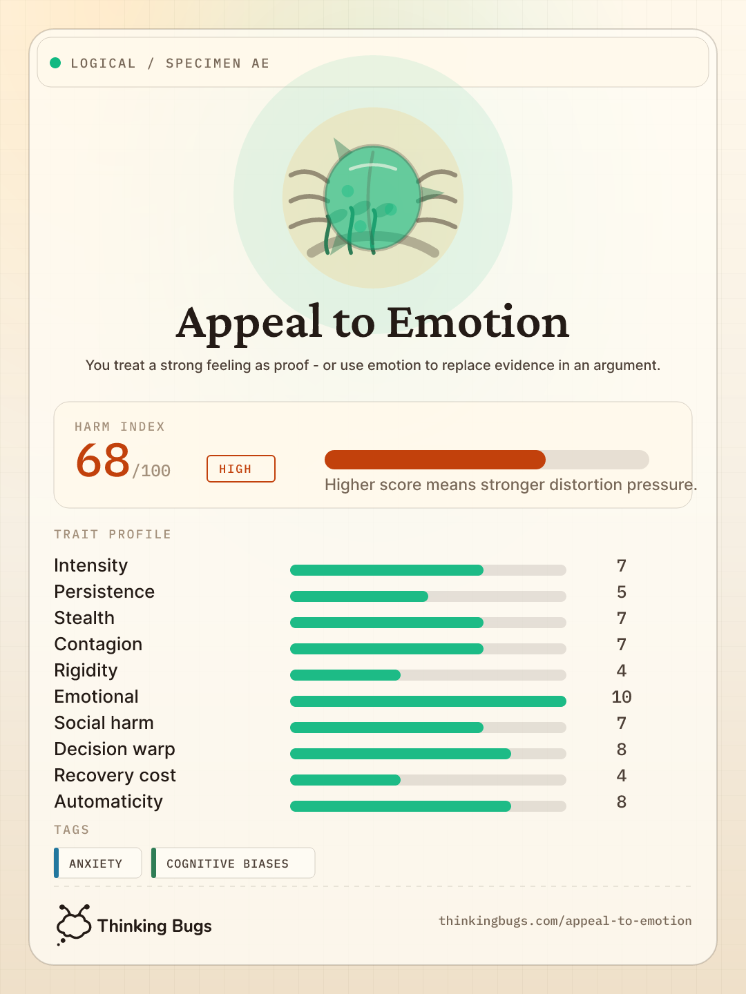Appeal to Emotion specimen card