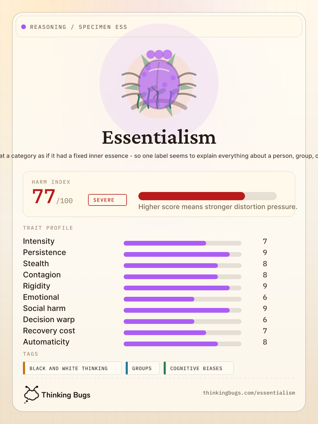 Psychological Essentialism specimen card