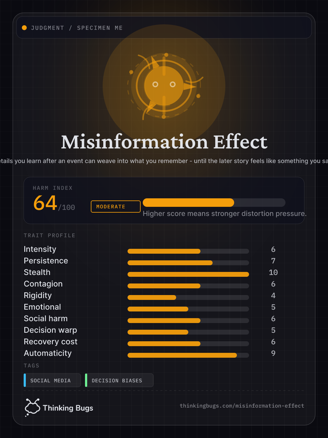 Misinformation Effect specimen card