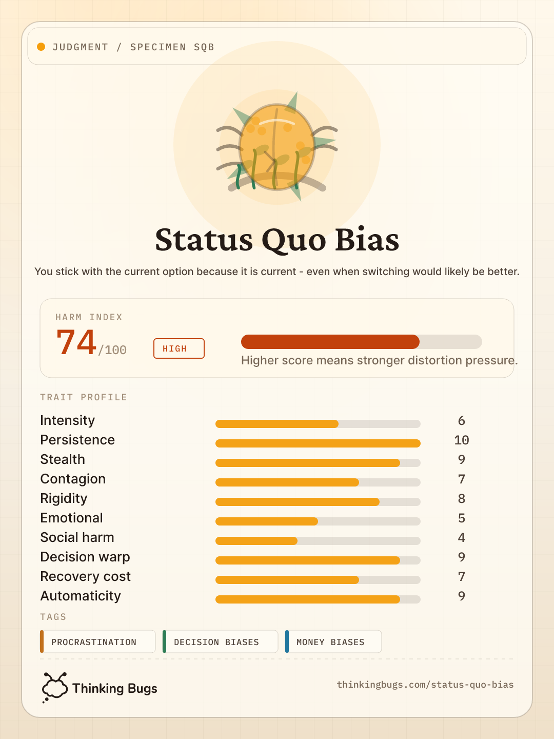 Status Quo Bias specimen card