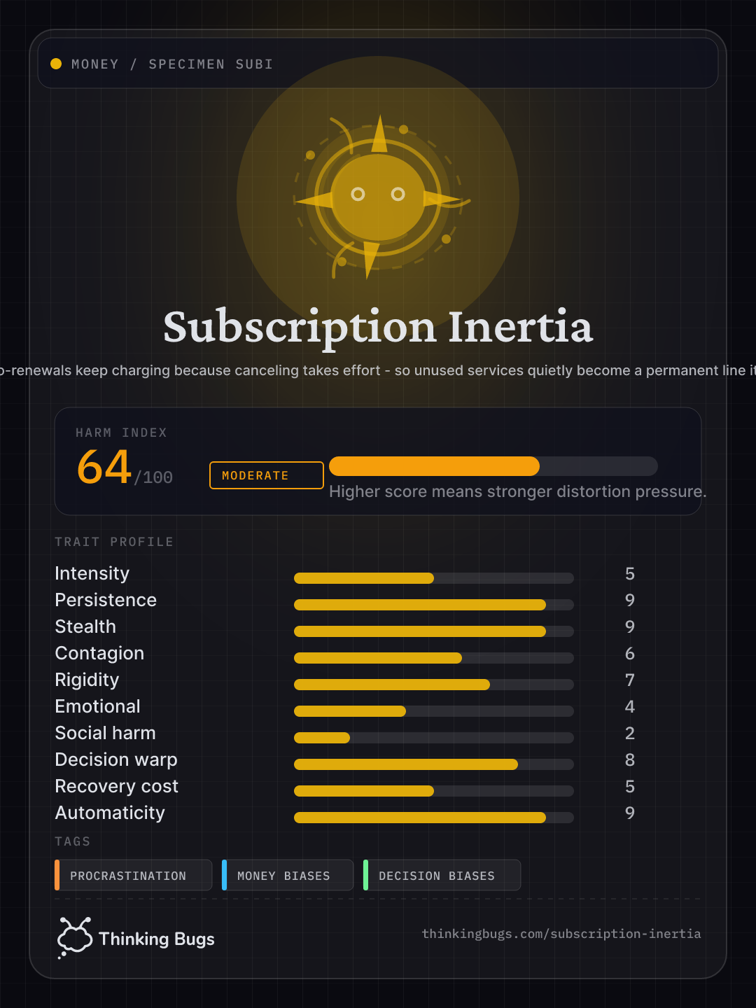 Subscription Inertia specimen card